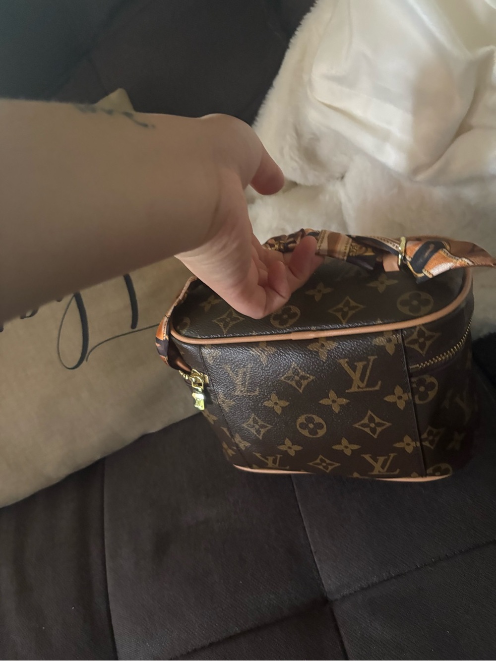 Louis Vuitton Brown Monogram Crossbody Bag with Tan Trim